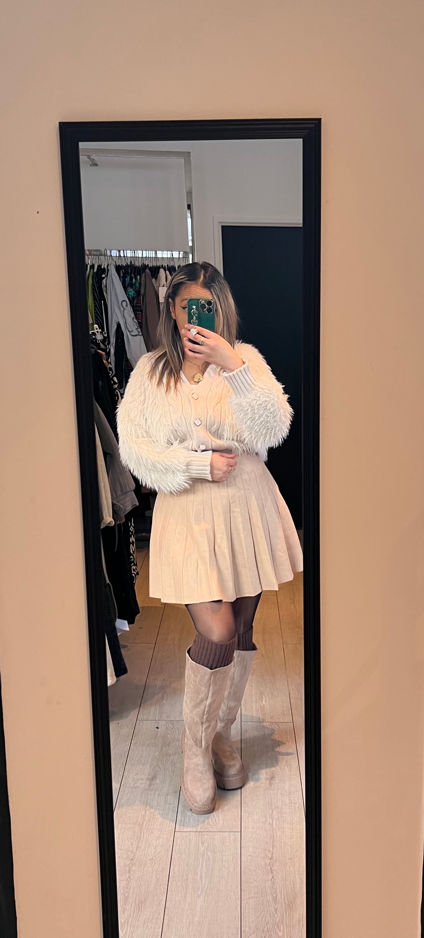 Jupe patineuse beige