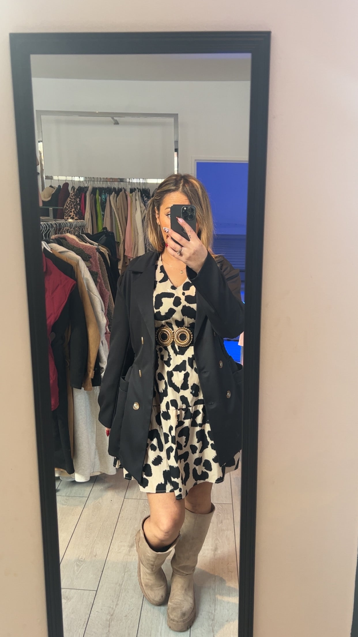 Blazer Noir Femme à Double Boutonnage