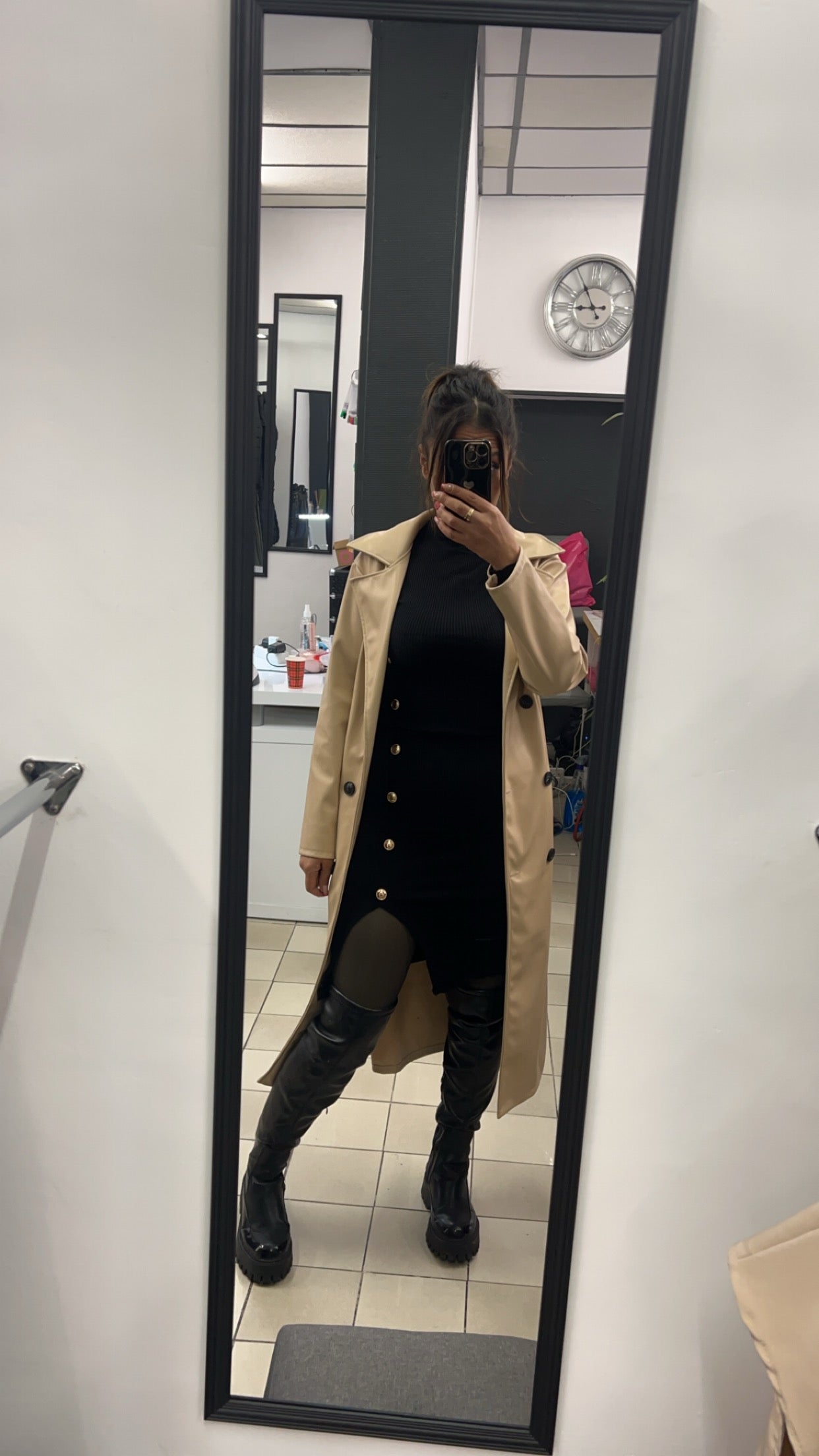 Manteau long simili