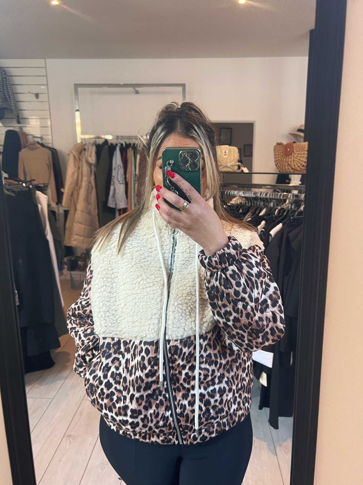 Blouson teddy leopard
