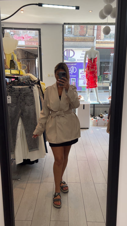 Trench Court Femme Ceinturé – Veste Mi-Saison Chic
