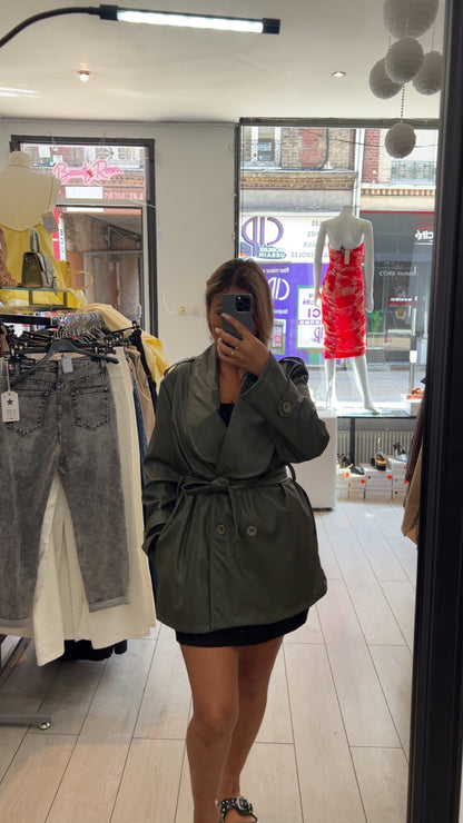 Trench Court Femme Ceinturé – Veste Mi-Saison Chic