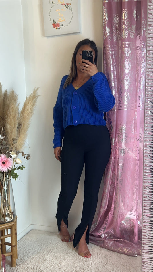 Gilet boutonné bleu roi
