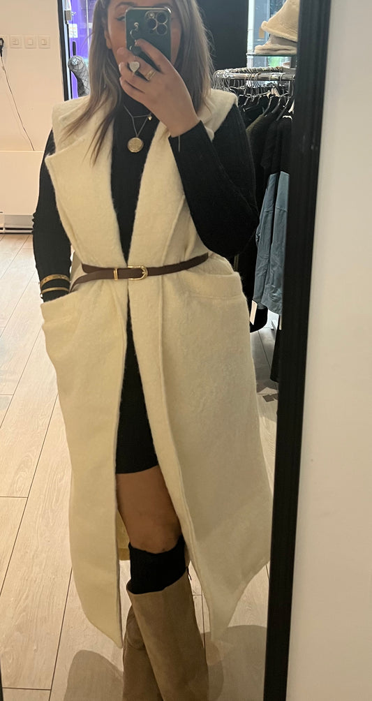 Manteaux sans manches avec ceinture