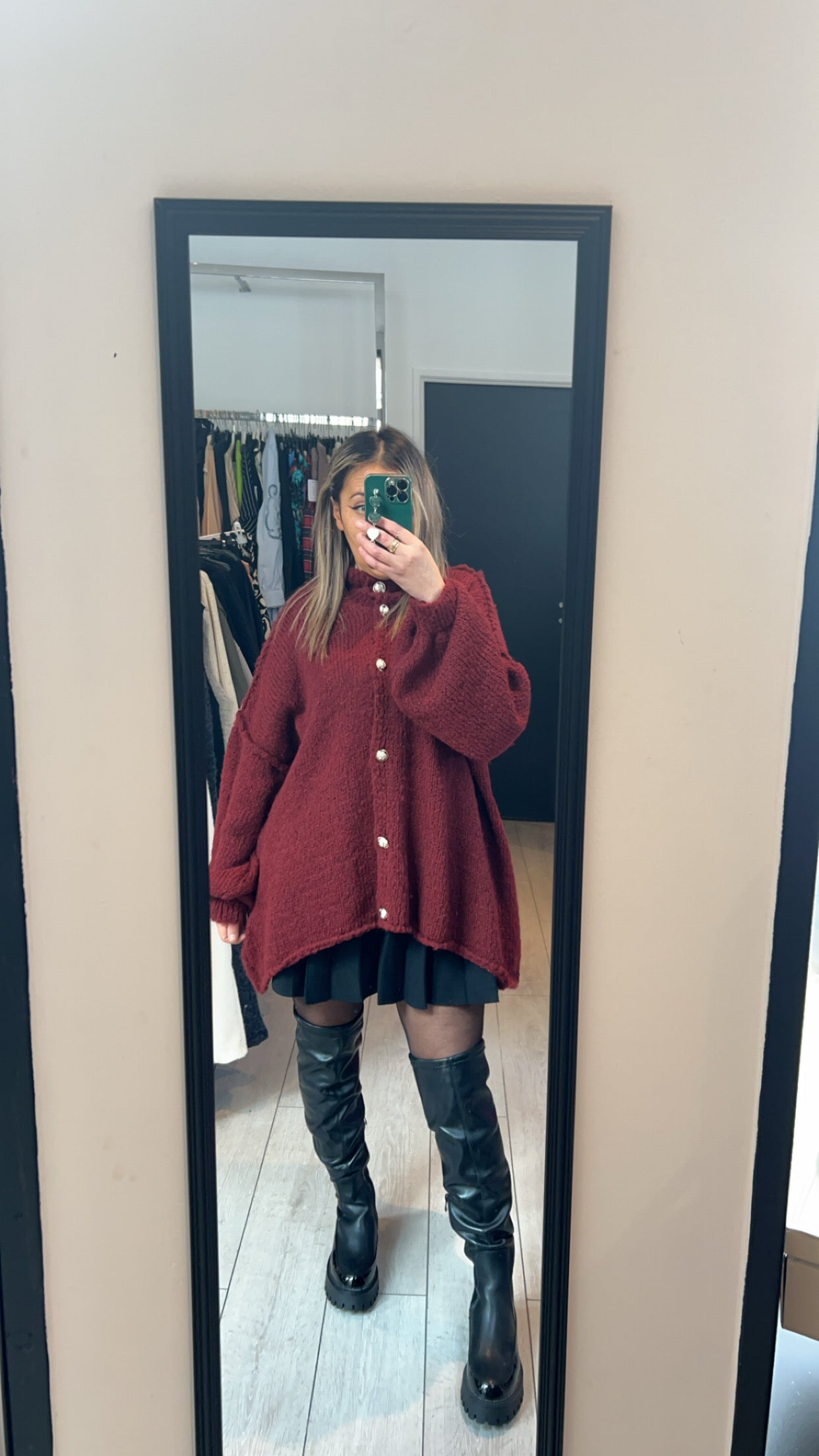 Gilet long bordeaux bouton officier