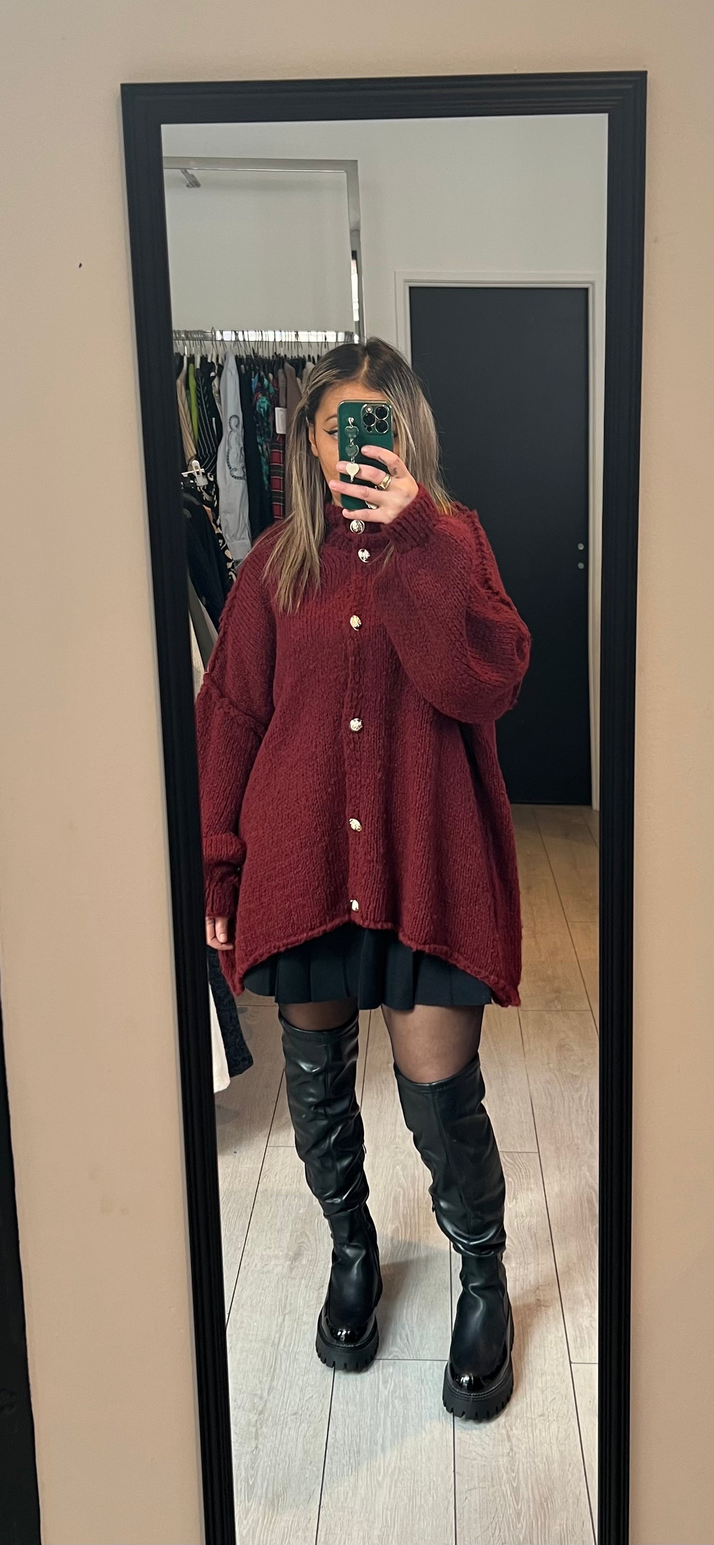 Gilet long bordeaux bouton officier