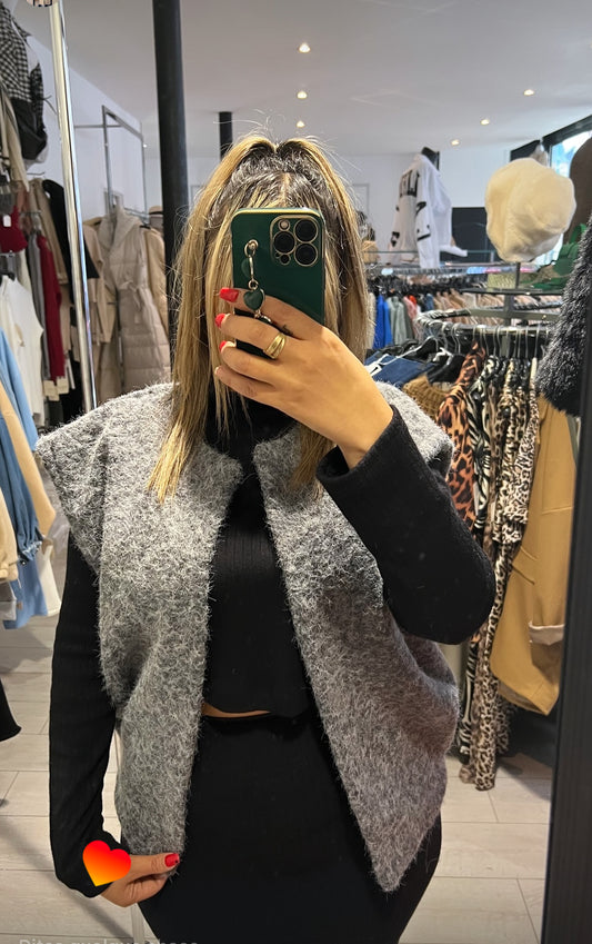 Veste Grise Sans Manches Taille Unique - Élégante et Moderne