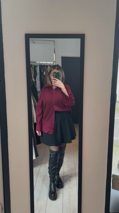 Chemise Bimatière Bordeaux - Coupe Moderne avec Poche