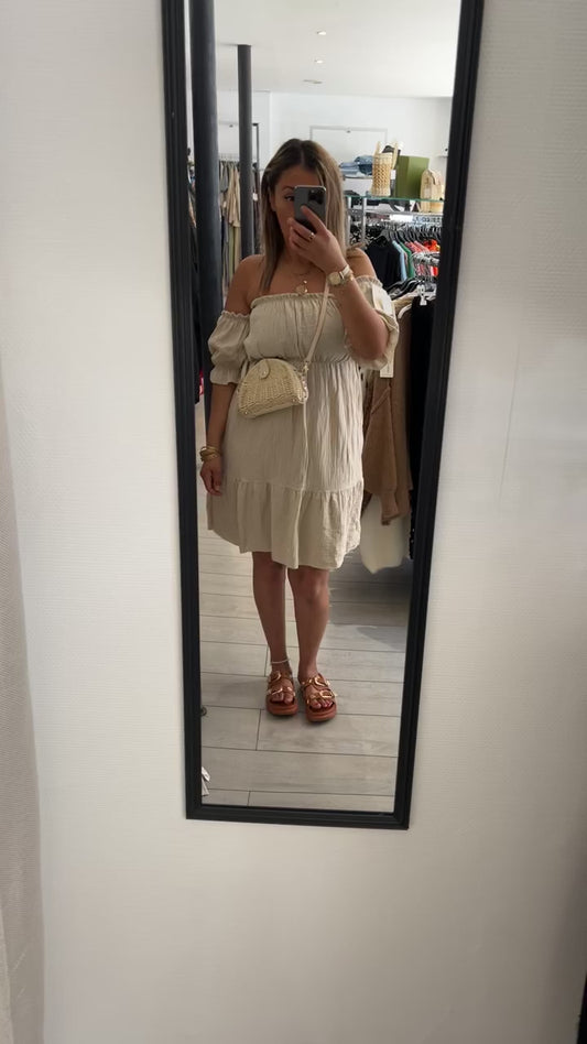 Robe gaz de coton beige