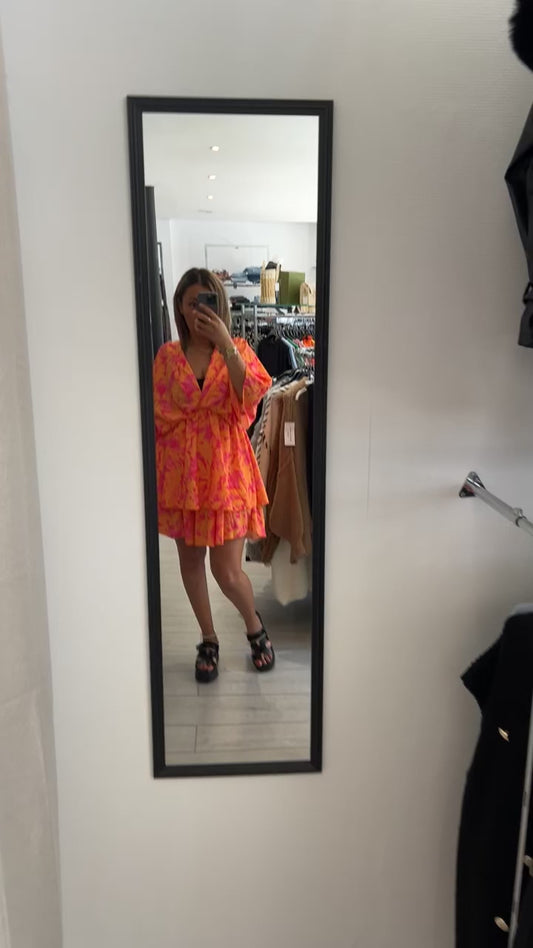 Robe imprimer orange rose
