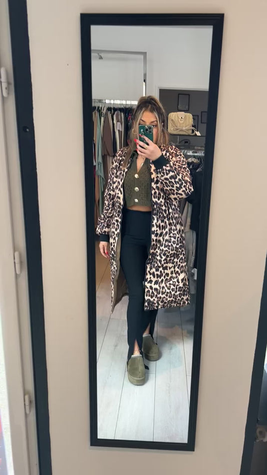Manteau reversible leopard