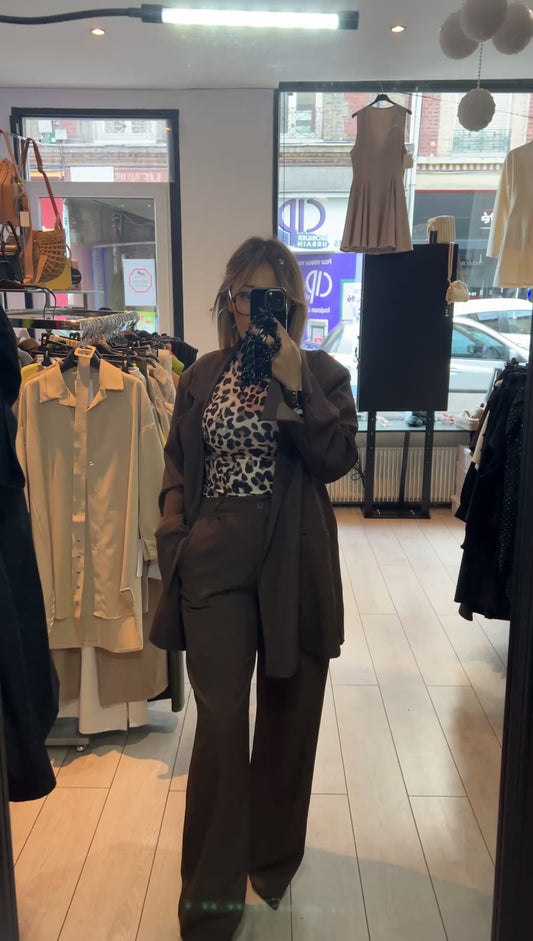 Ensemble Tailleur Marron Chocolat - Veste et Pantalon