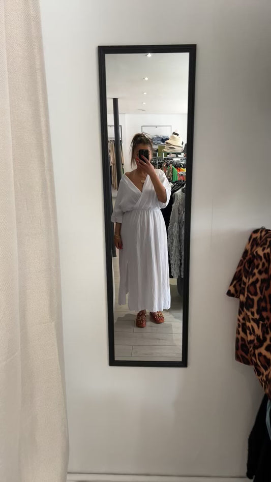 Robe en gaz de coton blanche ou kaki